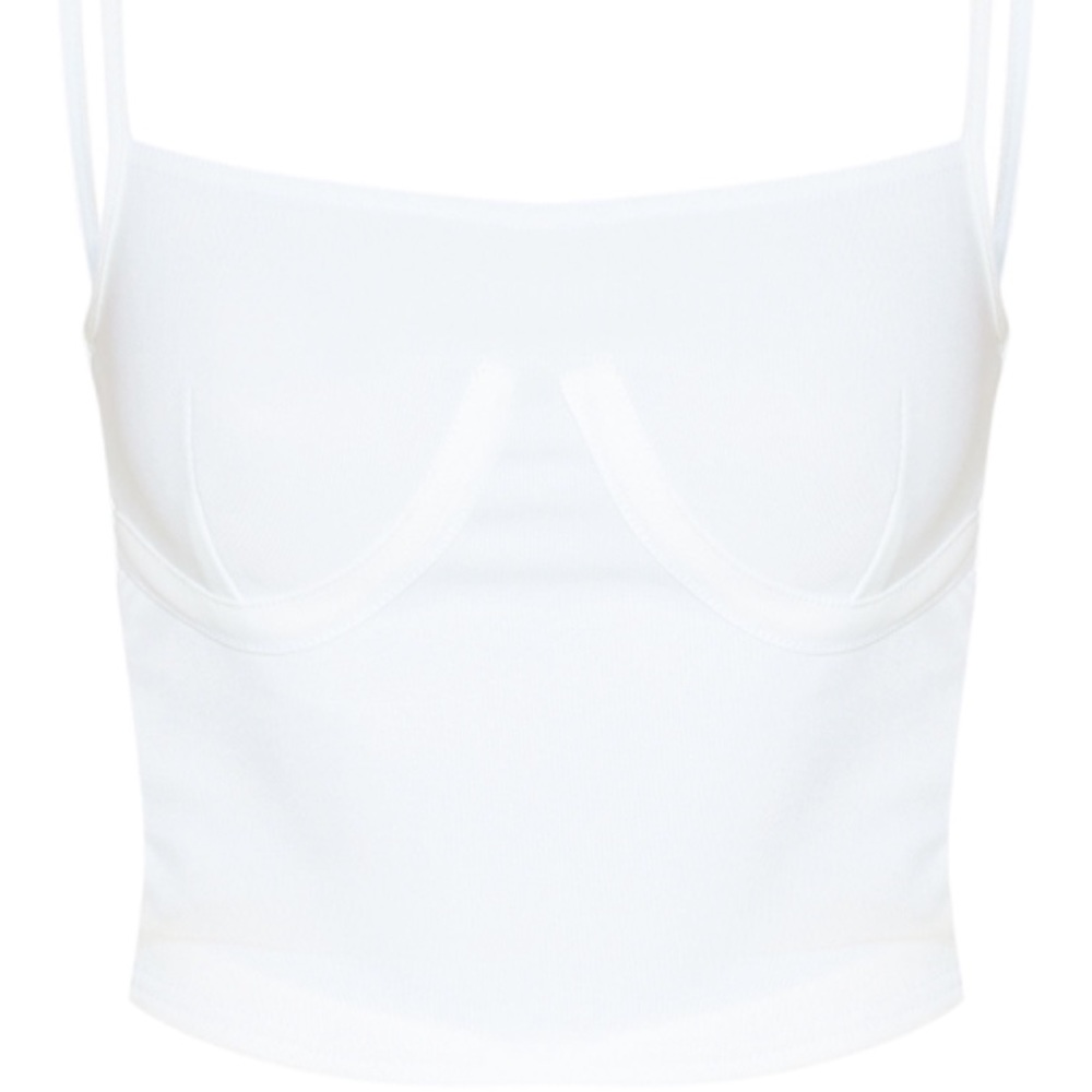 Cream bustier detail crop top - Picture 2 of 3